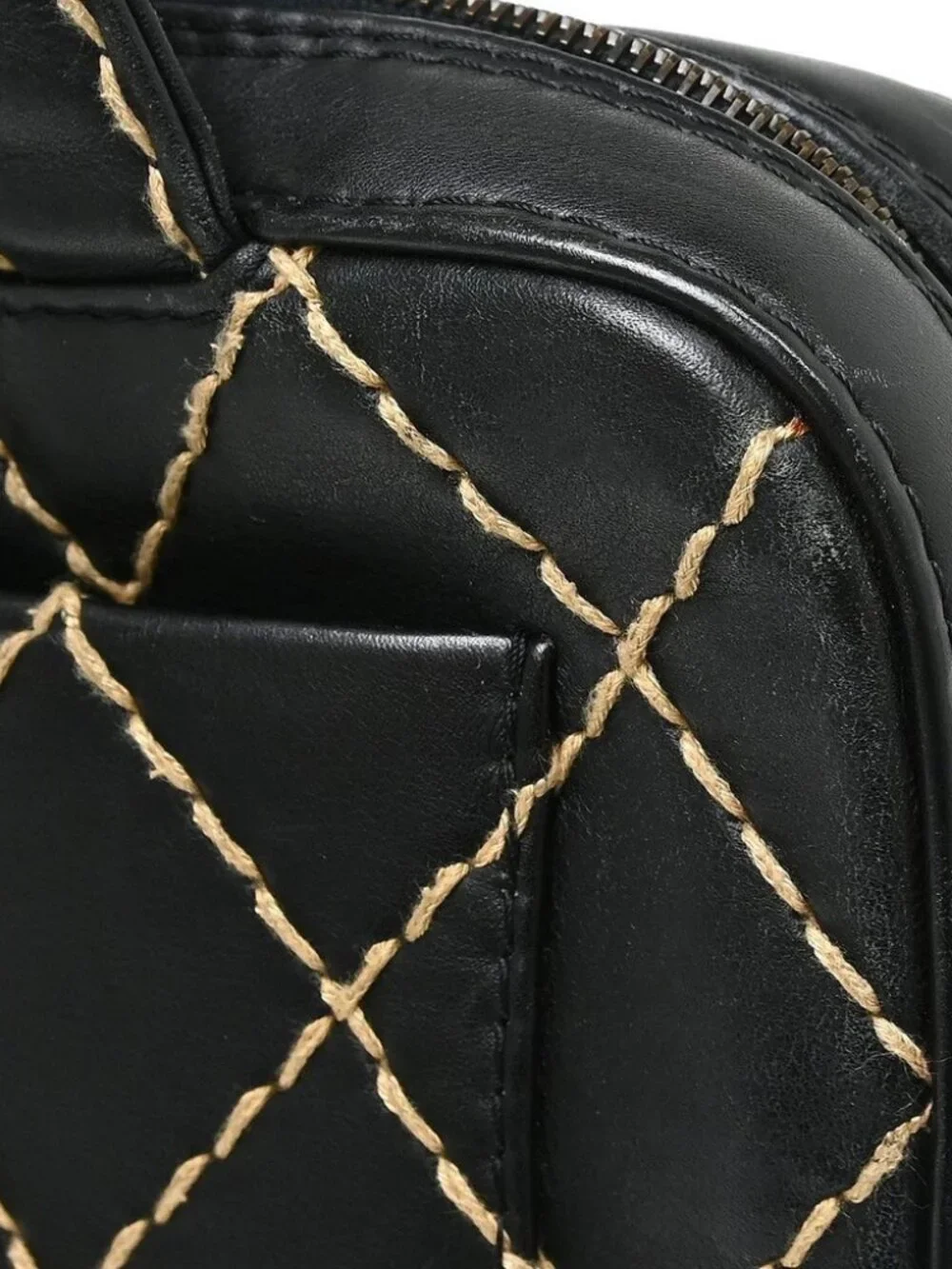 Chanel Black Calfskin Wild Stitch Handbag